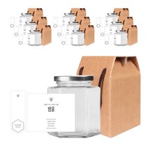 육각 꿀병 730g + 실버캡 랜덤발송 + 심플 밤꿀 L 스티커 + 봉인 + 박스 세트, 10세트