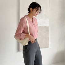 로미스토리 오픈 카라 레이온 블라우스