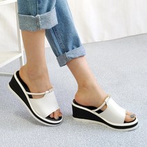 여성용 큐빅볼 웨지 뮬슬리퍼