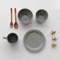 디샤 유아 식기세트 4p, 그레이, 공기1P + 대접1P + 머그1P+ 접시1P
