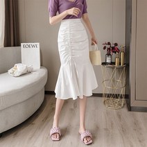 여성용 블랙101 오트 셔링 머메이드 플레어 미디 스커트 CH-2319119