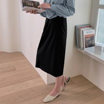 로렌하이 모드 사선 핀턱 롱 스커트