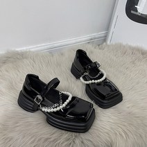 여성용 스퀘어 토 진주스트랩 단화 GH35_RD_641