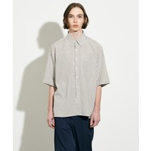 지플리시 오버핏 포켓 하프 셔츠 스트라이프