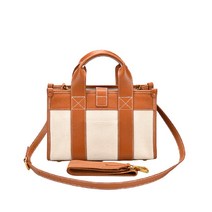 가죽 캔버스 숄더겸 라지 크로스백