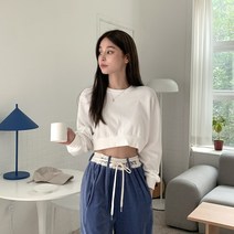 시크블랙 노스텐 오버핏 크롭 맨투맨 cpt10643k29