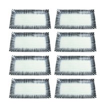 오체어스 버들가지 도자기 짧은 직사각 접시, 8개, 단품