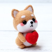 DIY 양모펠트 니들펠트 양모공예 20 하트 시바, 1개