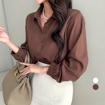 쿨쿠 여성용 피치 기모 퍼프 셔츠