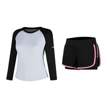 나야스타일 여성용 요가복 긴팔 상의 + 반바지 세트 0808