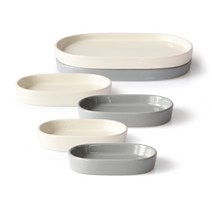 프렐류드 크리미 타원접시 6종 세트 아이보리 그레이, 1세트, 타원접시 소 2p + 중 2p + 대 2p