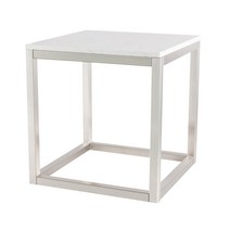 뷰티풀스페이스 대리석 티테이블 TT-01 400 x 400 x 700 mm, 실버 헤어라인 + 아리스톤