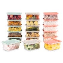 인콕 파스텔 사각 냉동밥보관 밀폐용기 420ml 3종 세트, 1세트, 민트 6p + 핑크 6p + 아이보리 6p
