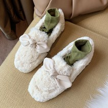 JCP 여성용 큐티 리본 퍼 플랫슈즈