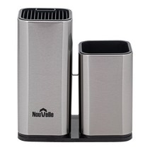 누벨르 스텐 물빠짐 수저 조리도구통 + 칼블럭 NV-K001, 메탈 + 블랙