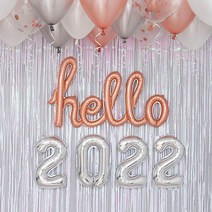 제이벌룬 이니셜 hello 2022 신년파티 장식 필기체 세트, 로즈골드톤, 1세트
