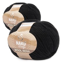 브랜드얀 NAKO 울노바 뜨개실 2p, 217번 블랙, 96m