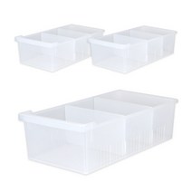 샤바스 정리대장 스마트 트레이 정리함 냉장고 정리용 넓은형 3p + 칸막이 6p 세트, 반투명