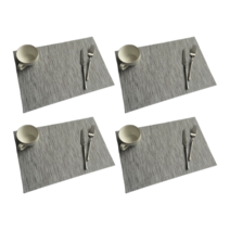 올하이 방수 북유럽 PVC 사각 식탁매트 4p, 뱀부 실버, 45 x 30 cm