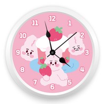 케이엠엘리 뽐뽐스튜디오 시계 원형 보석십자수 DIY 키트 3D 토비의 딸기사랑 23.5cm, 혼합색상, 1세트