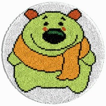 알로데 동물 라운드 카펫 러그 매트 DIY 스킬 자수 세트 영문버전 흰색인쇄메쉬, 1세트, 07