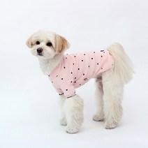 이츠독 반려동물 하트 총총 면 티셔츠, 핑크