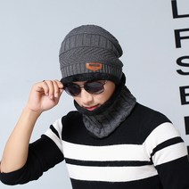 나야스타일 남녀공용 스포츠 방한 비니 + 넥워머 세트 DJBG-06-1, 그레이