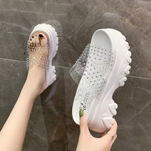 여성용 트렌드 플랫폼 투명 슬리퍼 GH35_RD_767