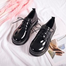 더플로우컴퍼니 여성용 추억돋는 레트로 감성 끈달린 가죽 에나멜 옥스퍼드화
