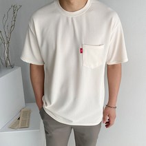 머시따 남성용 버블 포켓 라운드 반팔 티셔츠