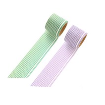 해피제이 두꺼운 모눈 체크 다꾸 마스킹 테이프 2종 세트, 초록, 보라, 1세트
