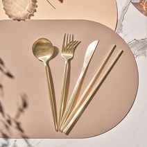 달팽이리빙 퀴진드마망 클래식 커트러리 1인 세트, 무광골드, 숟가락 + 젓가락 + 포크 + 나이프