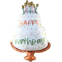 [베스킨해피버스데이케이크] HAPPY BIRTHDAY 케이크 은박 풍선 CFA_09_16, 믹스, 1개