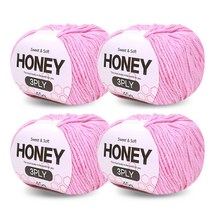 니뜨 허니 3ply 뜨개실 45g x 4p + 무료 도안 세트, 08 미디움분홍