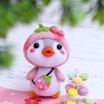 아트조이 DIY 양모펠트 키트, 1세트, 핑크딸기 펭귄