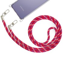 모란카노 핸드폰줄 핸즈프리 크로스 목걸이 스트랩, 팬시레드