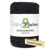 니뜨 코튼 마크라메2 실 250g + 핸드메이드 금속라벨 세트, 12 네이비, 1세트