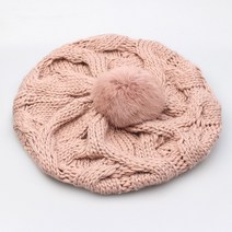 웨스트무브 여성용 폼트위드 베레모 꽈배기 니트 방울 빵모자