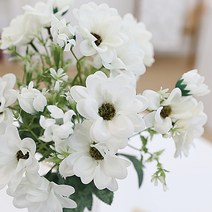조아트 조화 인테리어 성묘 꽃 부쉬 파스텔데이지 6p, 크림