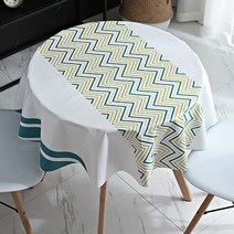 알럽홈 북유럽패턴 방수 테이블 보, 지그재그 원형, 120cm