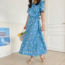프릴 스트랩 플라워 원피스