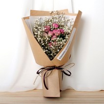 로맨틱노벰버 드라이플라워 자나장미 화이트안개꽃 꽃다발 크라프트, 혼합색상