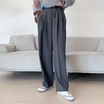 시크블랙 여성용 아지브 핀턱 스트랩 와이드 슬랙스 PT9196K21