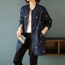 뮤리엘 여성용 베어 자수 포인트 롱 점퍼
