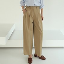 빼빼 여성용 허리조절 사이드버클 비죠핀턱 코튼 면팬츠