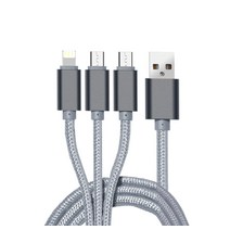 제로큐브 3 in 1 멀티 휴대폰 충전 케이블 1.2m, 그레이, 1개