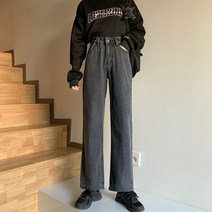 완스몰 여성용 캐스터 일자핏 데님팬츠