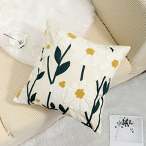 위드제이앤비 북유럽 감성 고급 꽃 자수 쿠션 커버