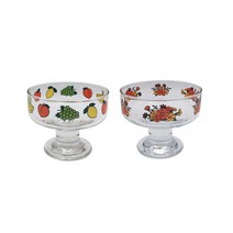 오체어스 상큼 글라스 디저트볼 2종 세트 1537, Fruits party, Vintage bouquet, 1세트