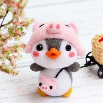 아트조이 DIY 양모펠트 키트, 1세트, 돼지 펭귄